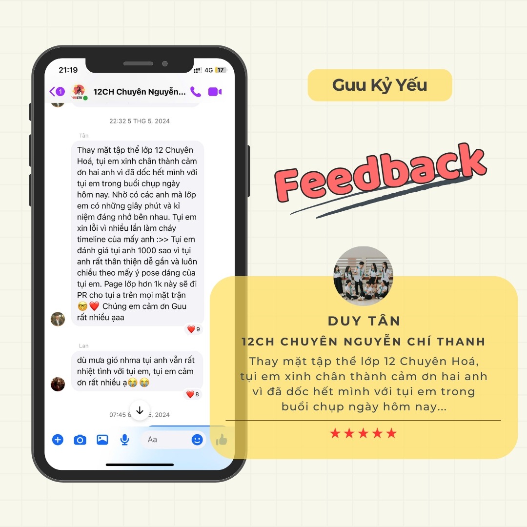 Feedback Guu Kỷ Yếu - Chụp Ảnh Kỷ Yếu BMT Toàn Quốc Sài Gòn HCM
